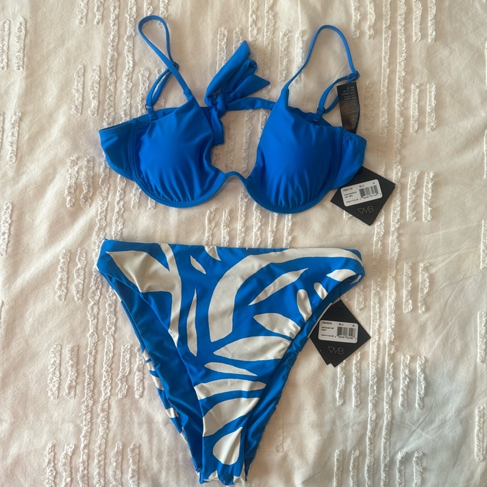 VYB Swimwear high waist blue bikini set
